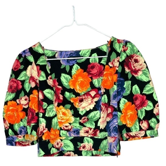 ZARA Multicolor Cropped Floral Print Top - Picture 4 of 12